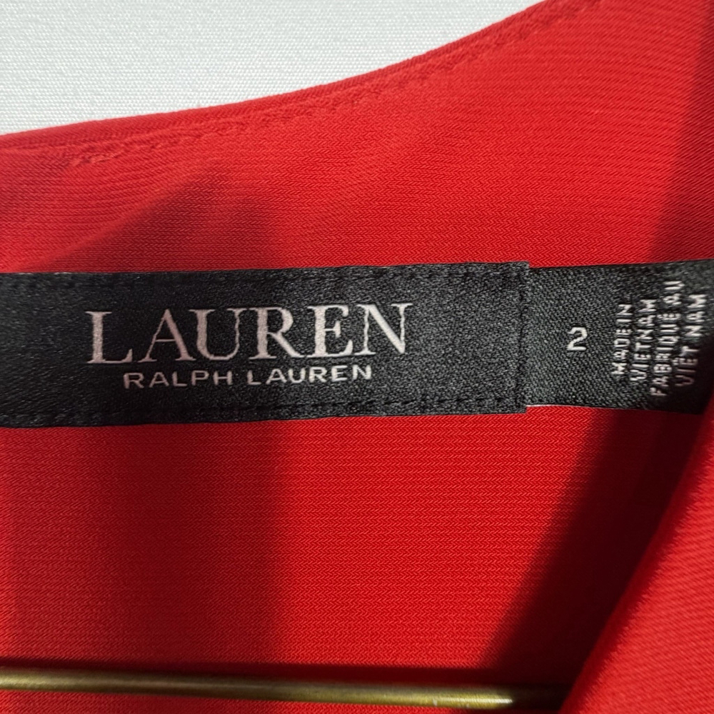 Lauren Ralph Lauren Red Faux Wrap Dress with Jewel Detail Womens Size 2 - Picture 9 of 9